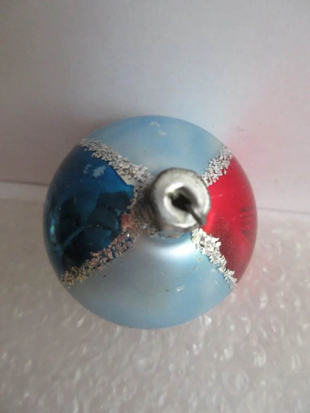 5 Polish Blown Glass Christmas Ornament Hand Painted Poland Glitter Vtg